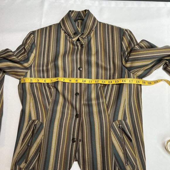 Akris Punto Womens Jacket Blazer Sz 10 Wool Snap Button Up Striped Multicolor - Picture 9 of 16